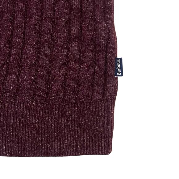 Barbour Wool Linen Cable Knit Crewneck Sweater Burgundy Men's XL - Picture 4 of 8